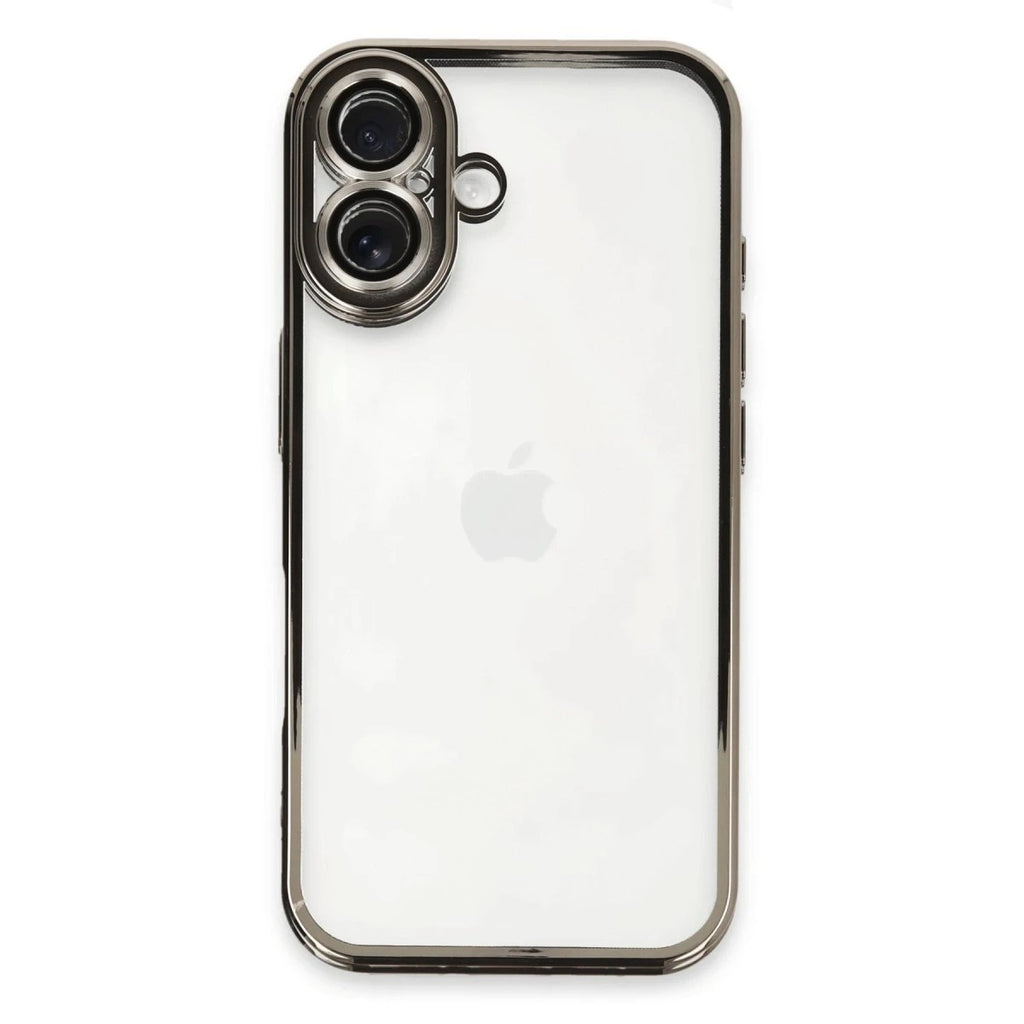 Mey İthalat® iPhone 16 Kılıf Lensli Silikon - Titanyum Gri