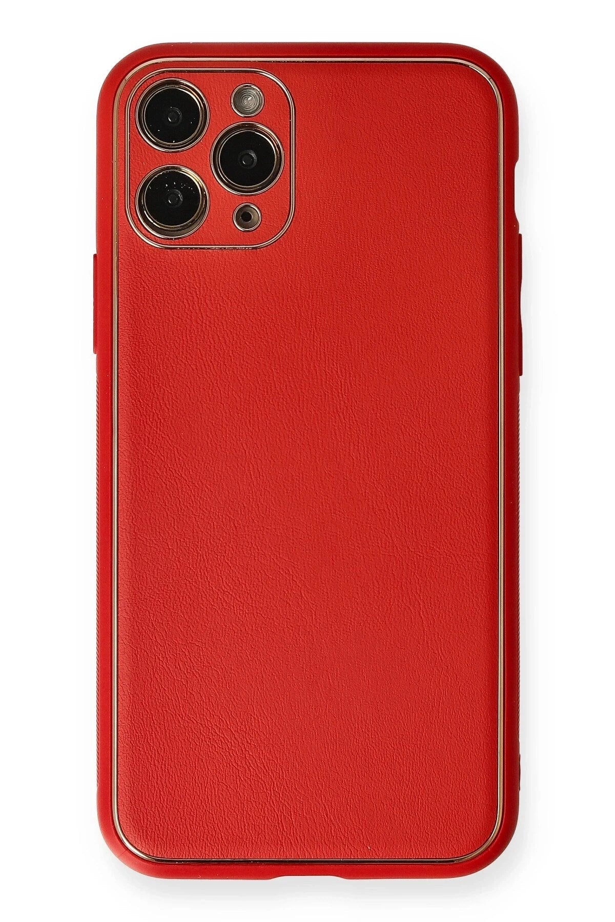 Mey İthalat® iPhone 11 Pro Max Kılıf Coco Deri Silikon Kapak - Kırmızı