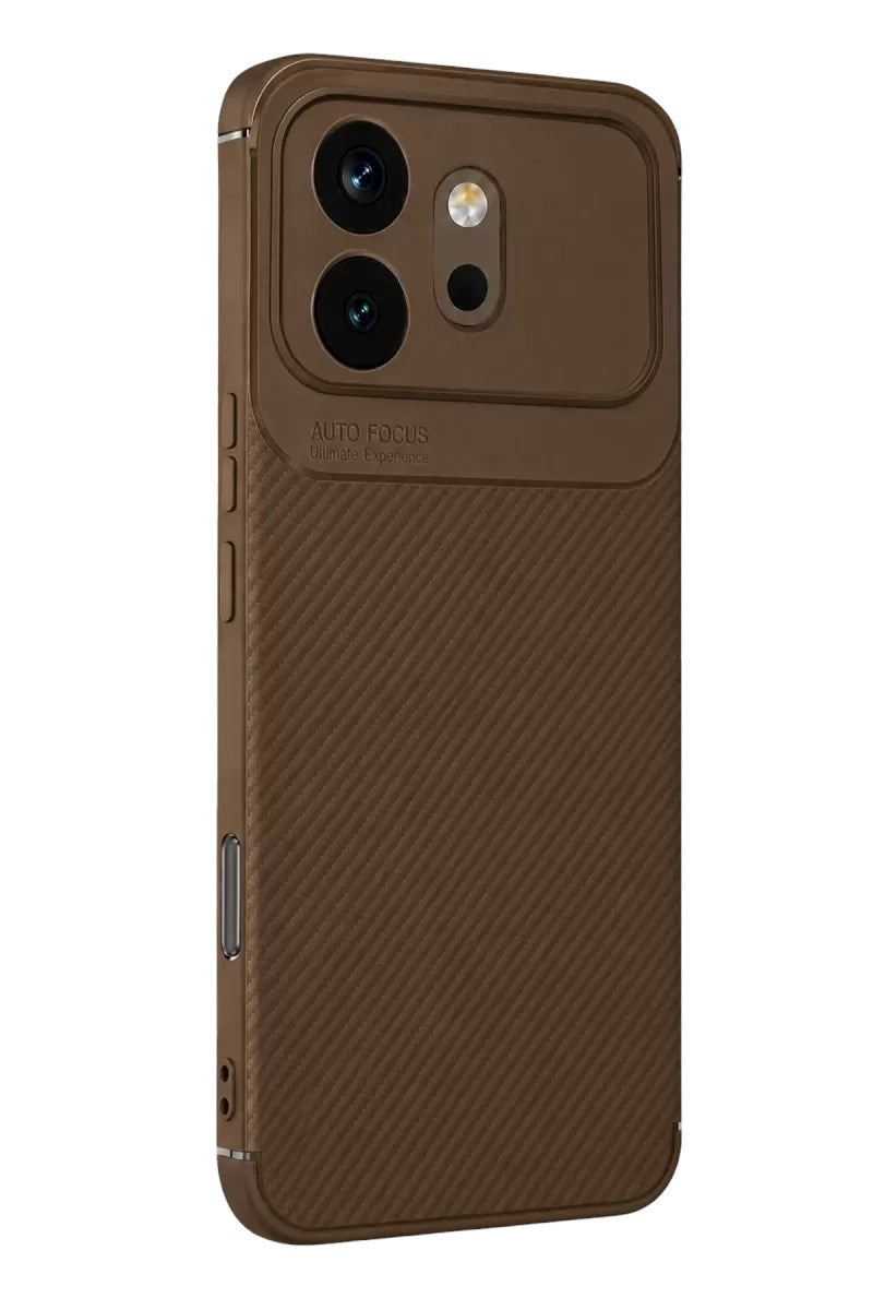 Mey İthalat® Huawei Honor 600 Auto Focus Karbon Kapak - Kahverengi