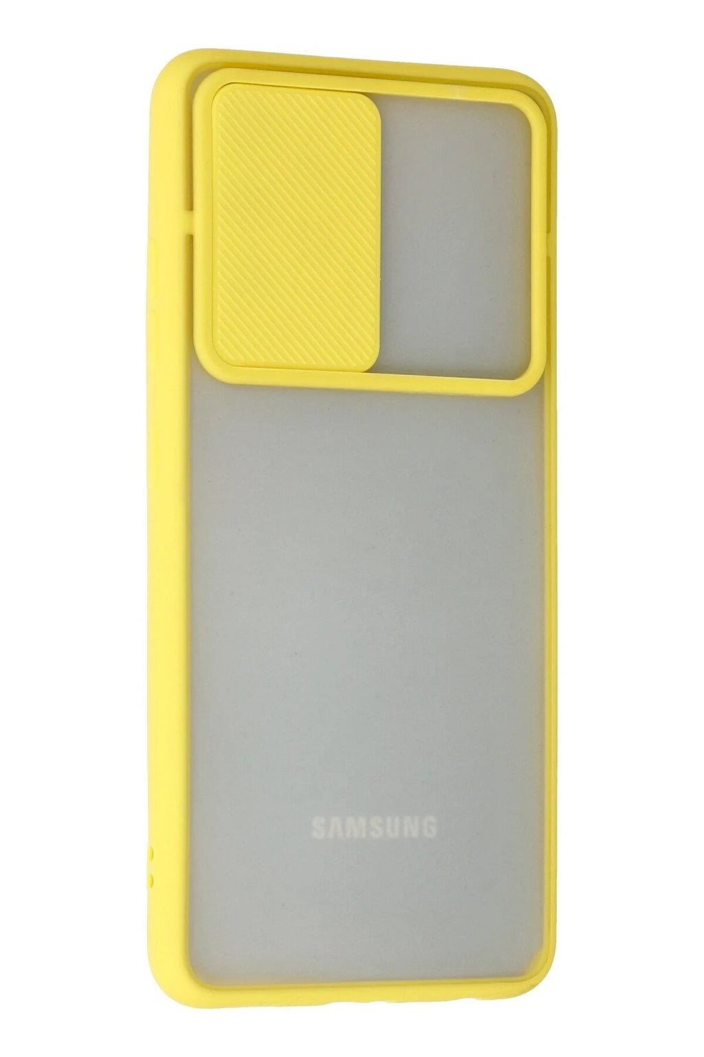 Mey İthalat® Samsung Galaxy A72 Kılıf Palm Buzlu Kamera Sürgülü Silikon - Sarı