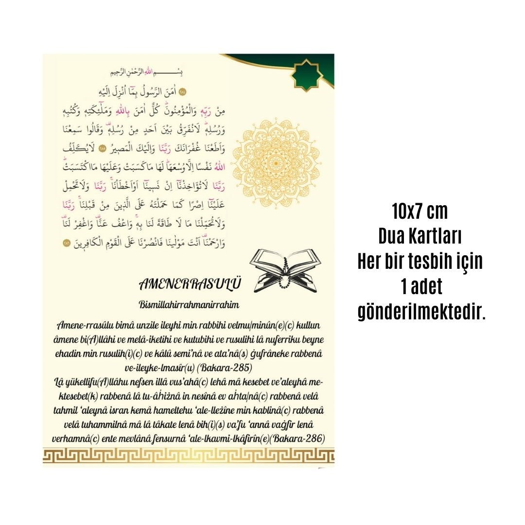 Namaz Tesbihi Vavlı 99'lu Cam İncili Amenerrasulü Dua Kartı İle Fuşya Renk Hediyelik 100 Adet