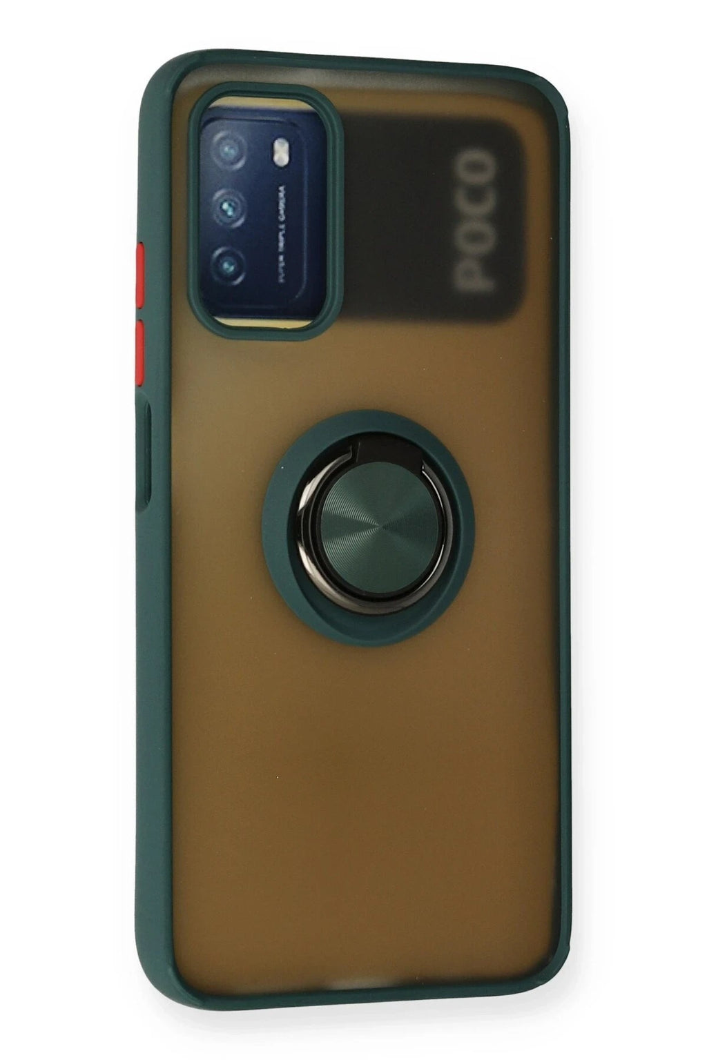 Mey İthalat® Redmi 9T Kılıf Montreal Yüzüklü Silikon Kapak - Yeşil
