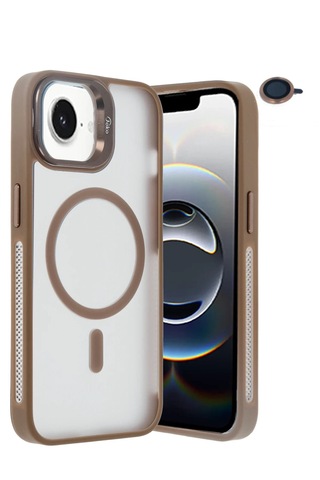 Mey İthalat® iPhone 16E Flet Lens Magsafe Kapak - Gold