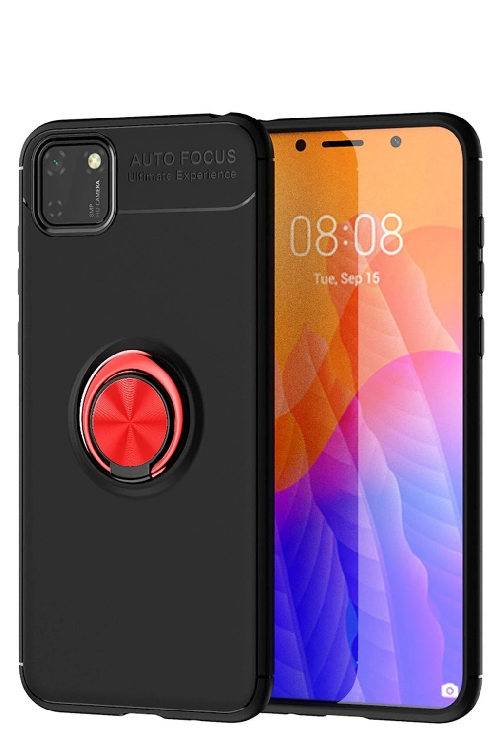 Mey İthalat® Huawei Y5P Kılıf Range Yüzüklü Silikon - Siyah-Kırmızı