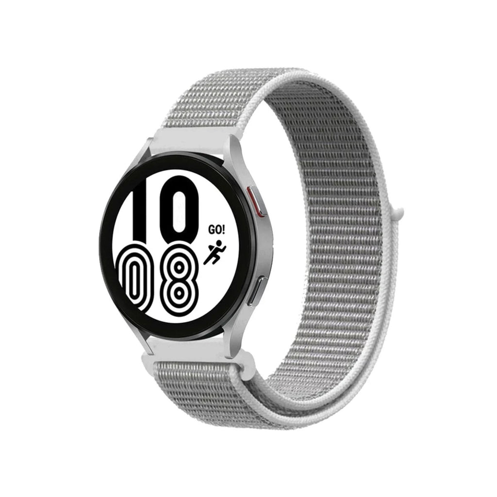 Mey İthalat® Samsung Galaxy Watch 4 Hasırlı Cırtcırtlı Kordon - Beyaz