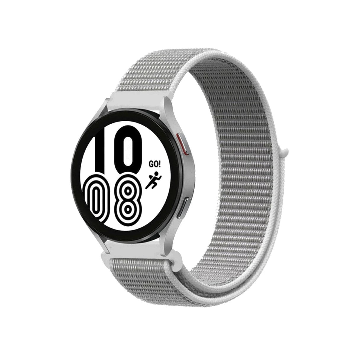 Mey İthalat® Samsung Galaxy Watch 4 Hasırlı Cırtcırtlı Kordon - Beyaz