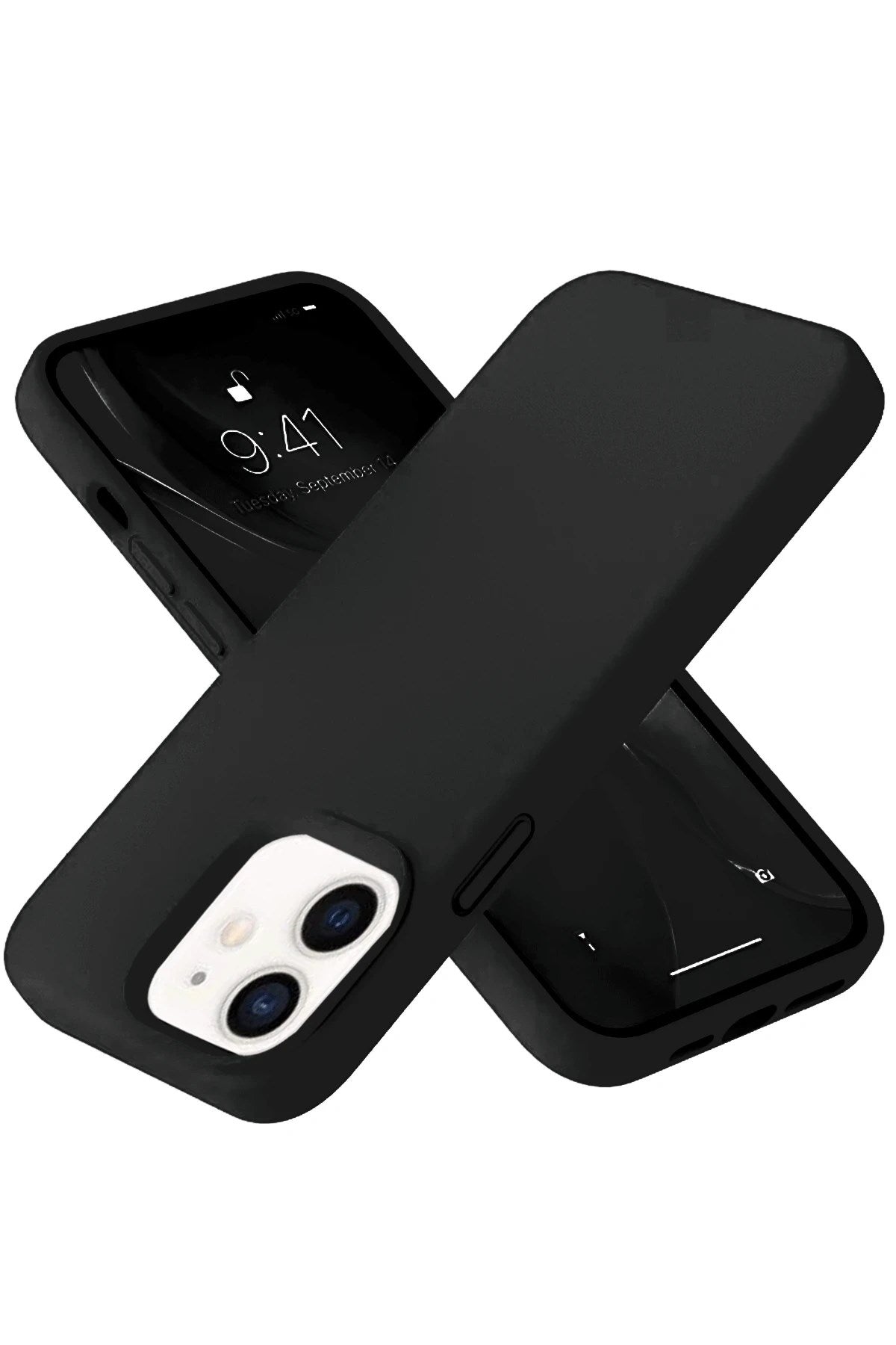 Mey İthalat® iPhone 12 Kılıf Nano içi Kadife Silikon- Siyah