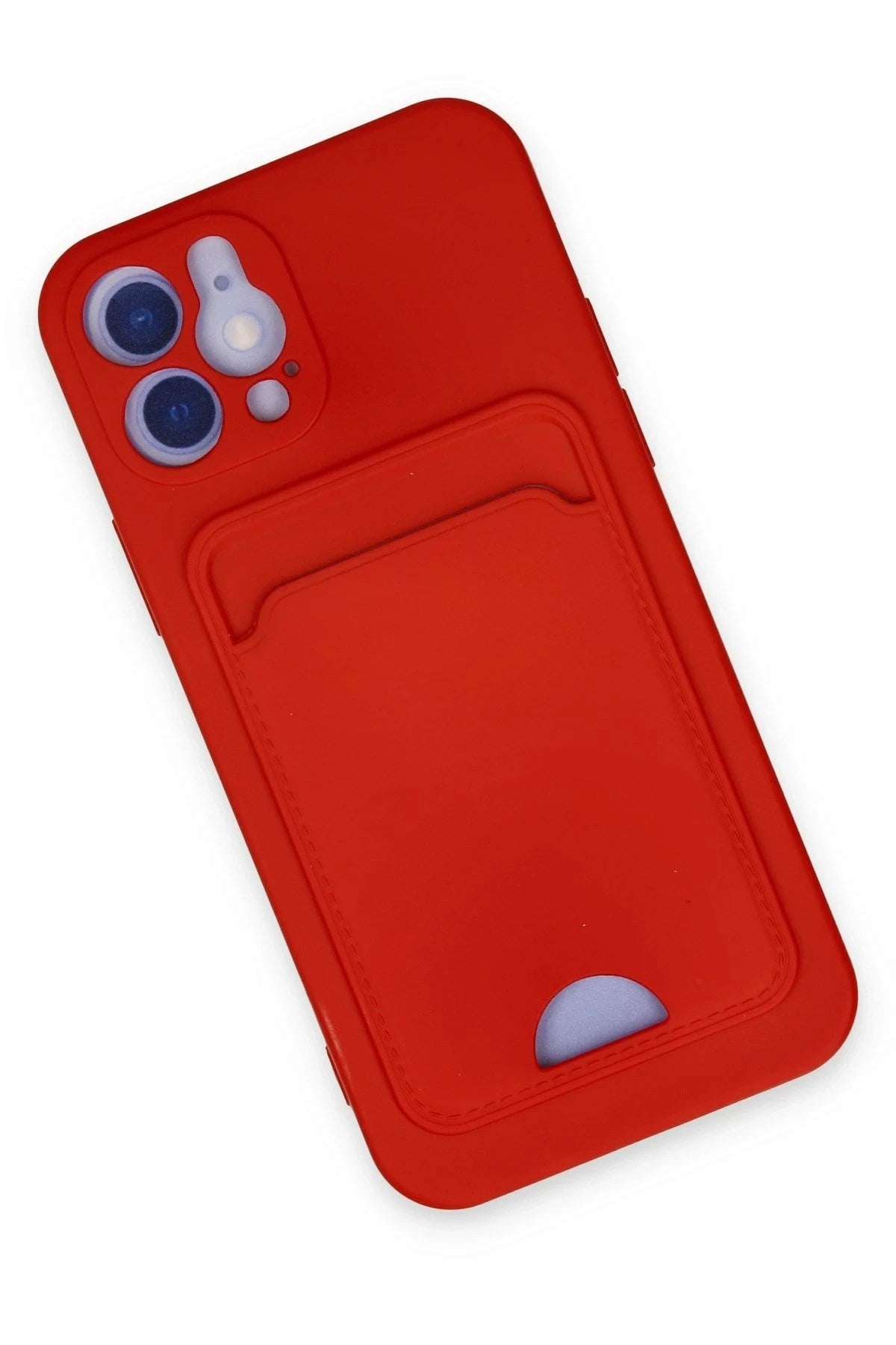 Mey İthalat® iPhone 12 Kılıf Kelvin Kartvizitli Silikon - Kırmızı