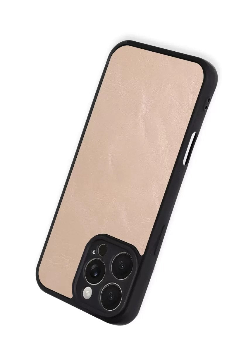 Mey İthalat® iPhone 16 Pro Max Kılıf Aras Deri Kapak - Pudra