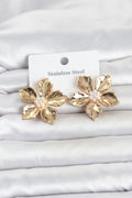Mey İthalat® 316L Çelik Gold Renk Lotus Çiçek Model Kadın Küpe