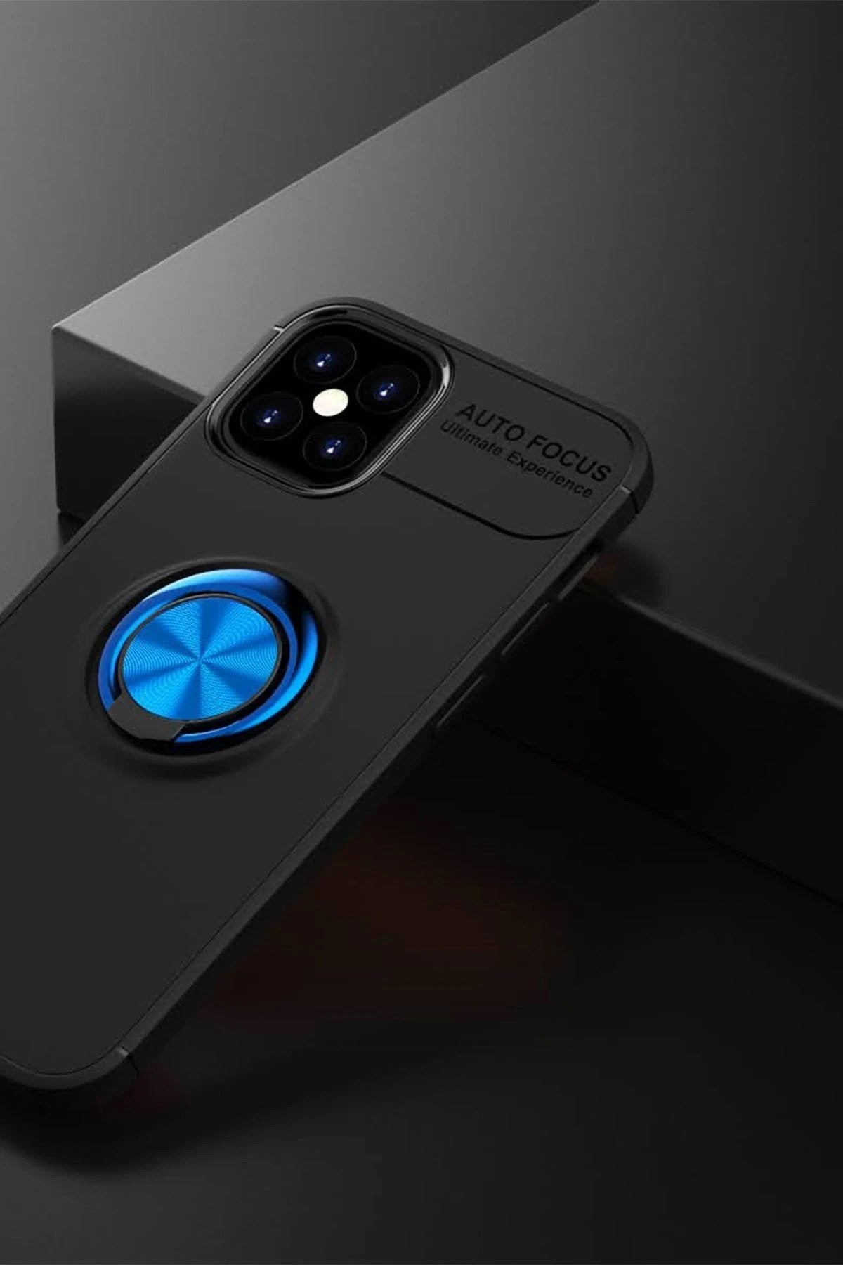 Mey İthalat® iPhone 12 Mini Kılıf Range Yüzüklü Silikon - Siyah-Mavi