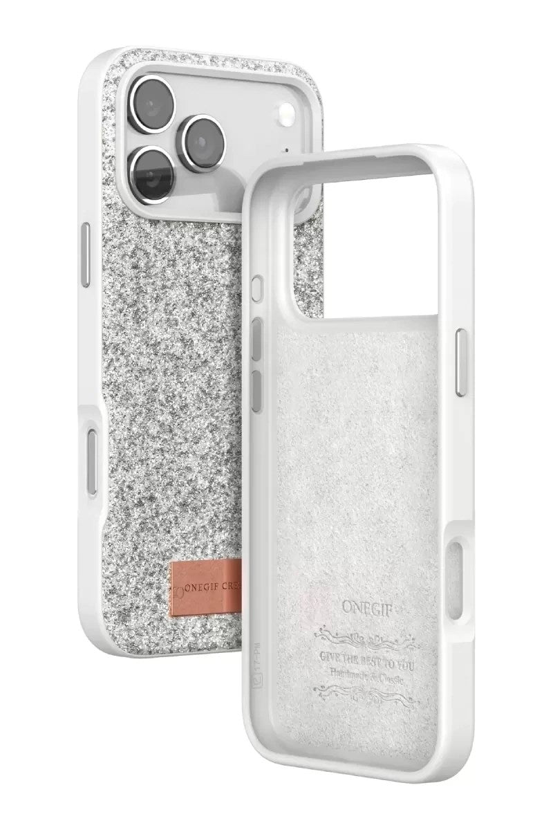 Mey İthalat® iPhone 17 Pro Bright Simli Kapak - Beyaz