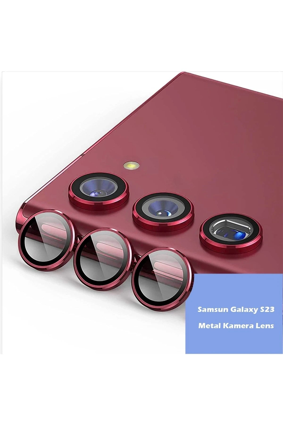 Mey İthalat® Samsung Galaxy S23 Plus Metal Kamera Lens - Kırmızı