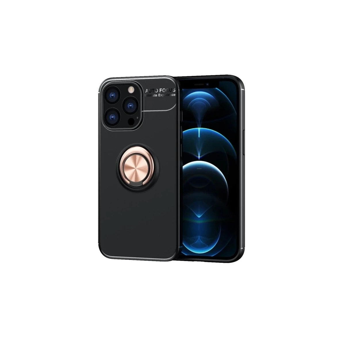 Mey İthalat® iPhone 13 Pro Kılıf Range Yüzüklü Silikon - Siyah-Gold