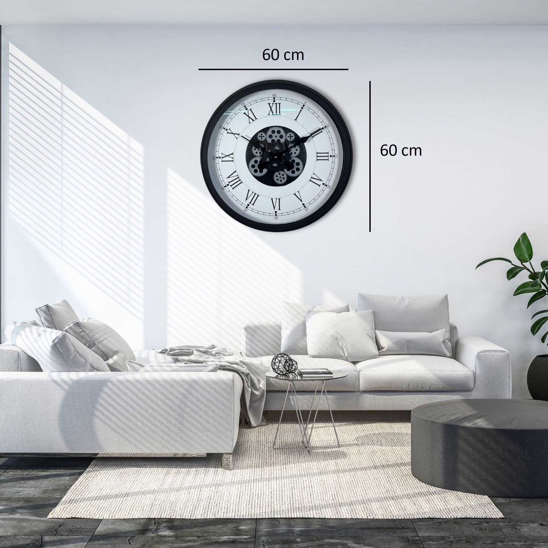 Roma Signature 60 Cm Çarklı Siyah Duvar Saati