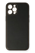 Mey İthalat® iPhone 12 Pro Kılıf Coco Deri Silikon Kapak - Siyah