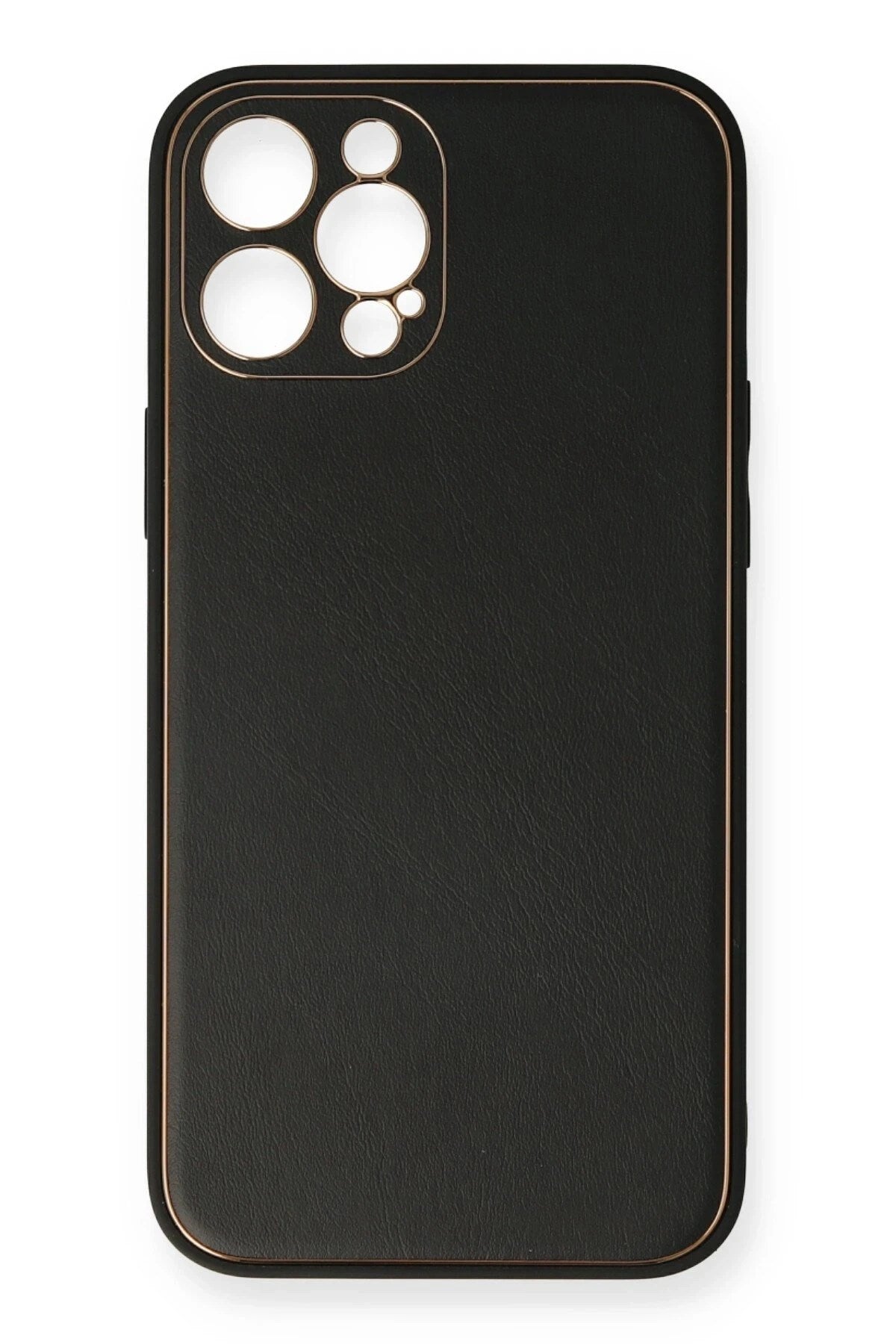 Mey İthalat® iPhone 12 Pro Kılıf Coco Deri Silikon Kapak - Siyah