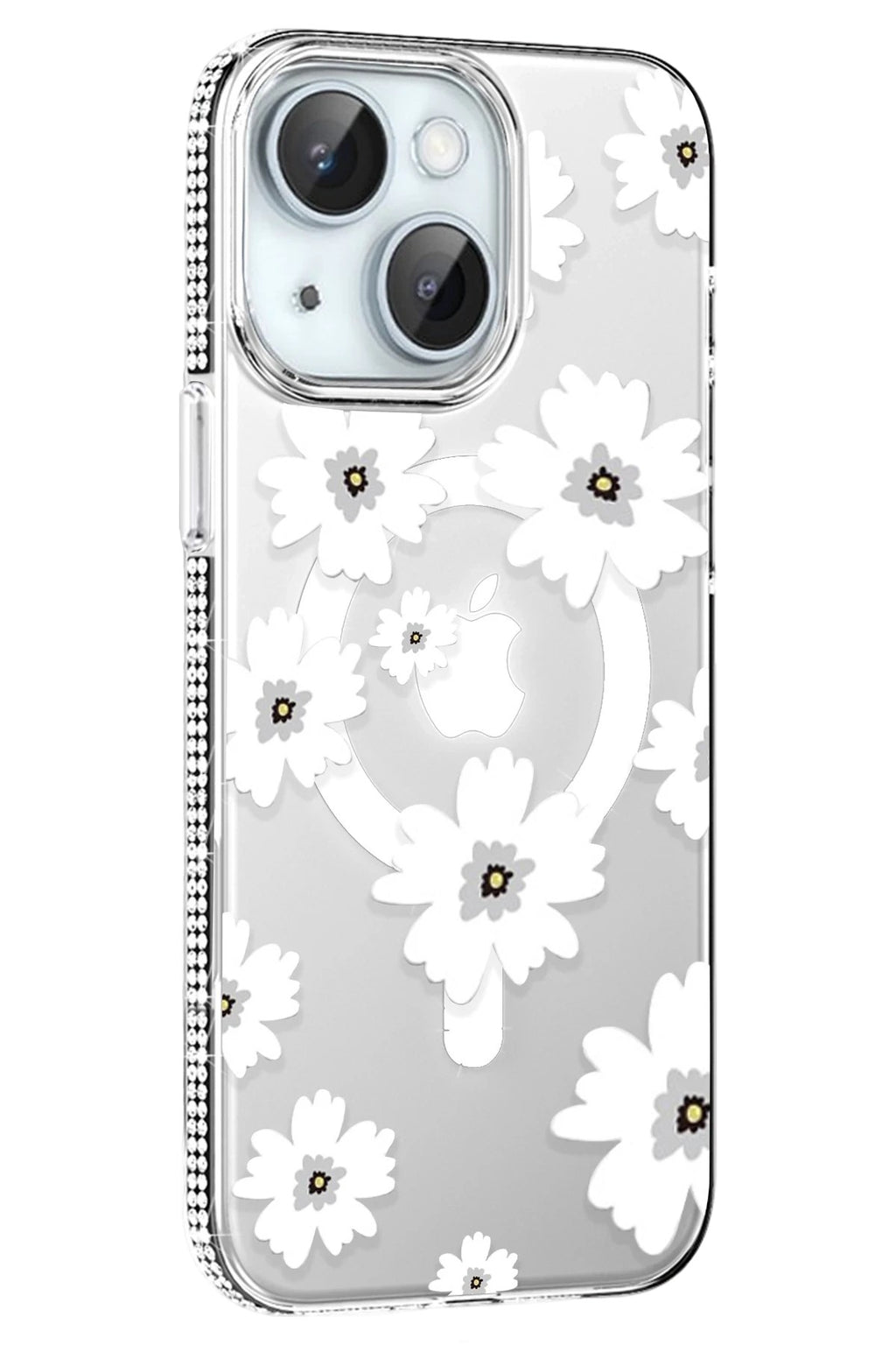 Mey İthalat® iPhone 14 Floral Magsafe Kapak - Beyaz