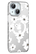 Mey İthalat® iPhone 14 Floral Magsafe Kapak - Beyaz