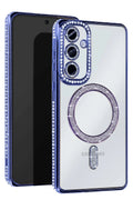 Mey İthalat® Samsung Galaxy S25 Edge Joke Simli Magneticsafe Kılıf - Mavi