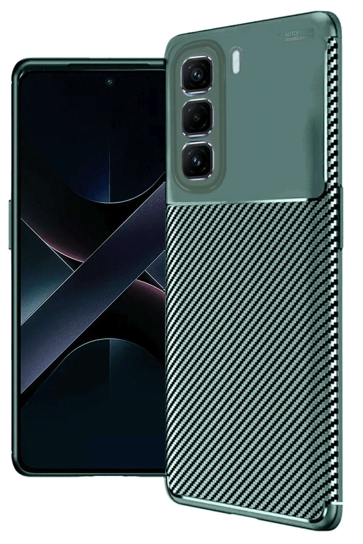 Mey İthalat® İnfinix Hot 50 Pro Plus 4G Auto Focus Karbon Kapak - Koyu Yeşil