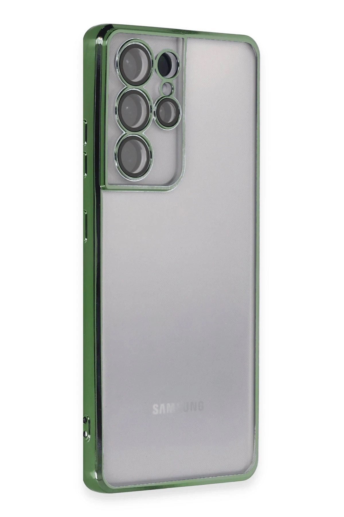 Mey İthalat® Samsung Galaxy S21 Ultra Kılıf Lensli Silikon - Yeşil