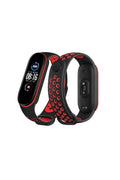 Mey İthalat® Mi Band 7 Spor Delikli Kordon - Siyah-Kırmızı
