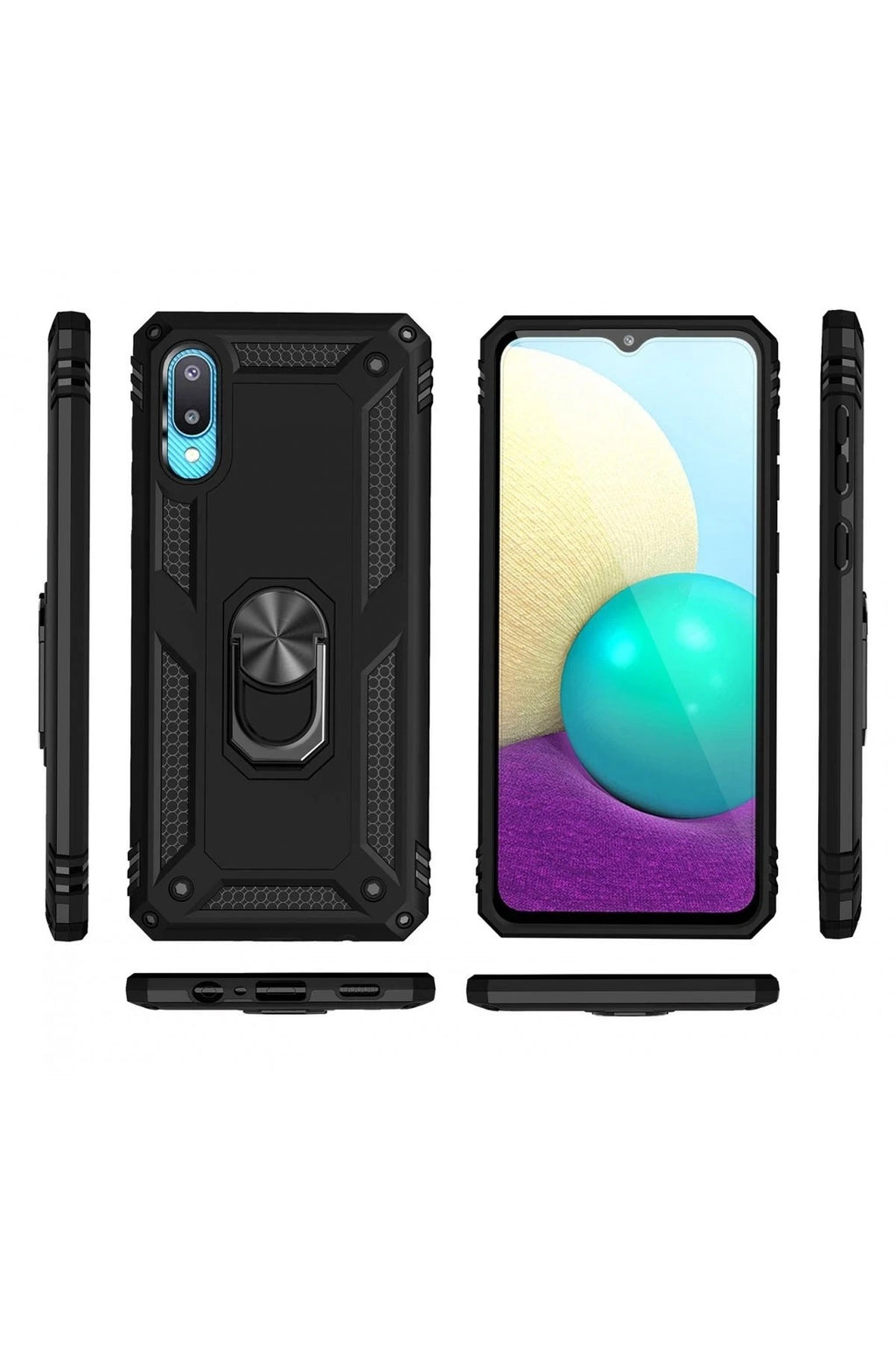 Mey İthalat® Samsung Galaxy A02 Kılıf Sofya Yüzüklü Silikon Kapak - Siyah
