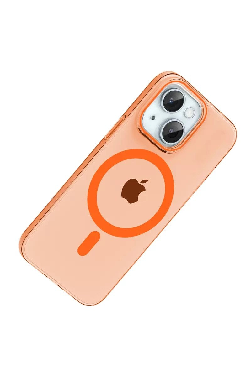 Mey İthalat® iPhone 15 PC Blank Magsafe Kapak - Turuncu