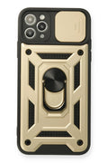Mey İthalat® iPhone 11 Pro Kılıf Pars Lens Yüzüklü Silikon - Gold