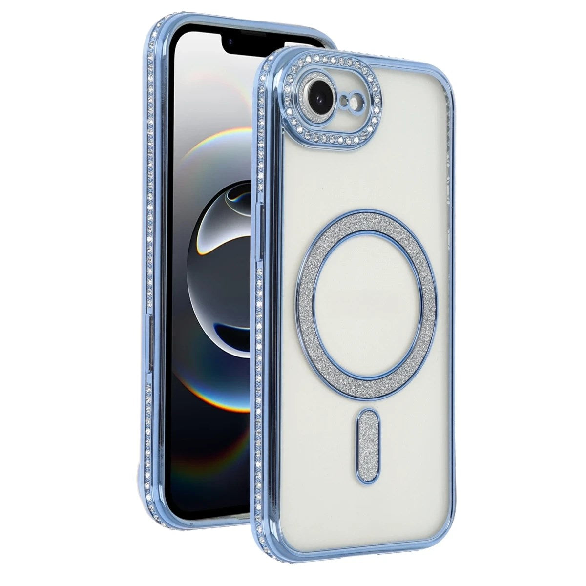 Mey İthalat® iPhone 16E Joke Simli Magneticsafe Kılıf - Mavi