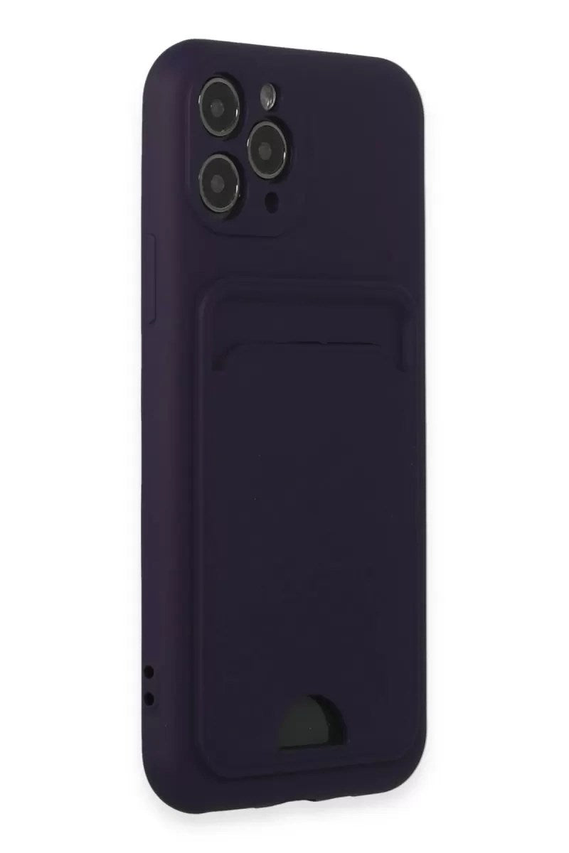 Mey İthalat® iPhone 11 Pro Kılıf Kelvin Kartvizitli Silikon - Derin Mor