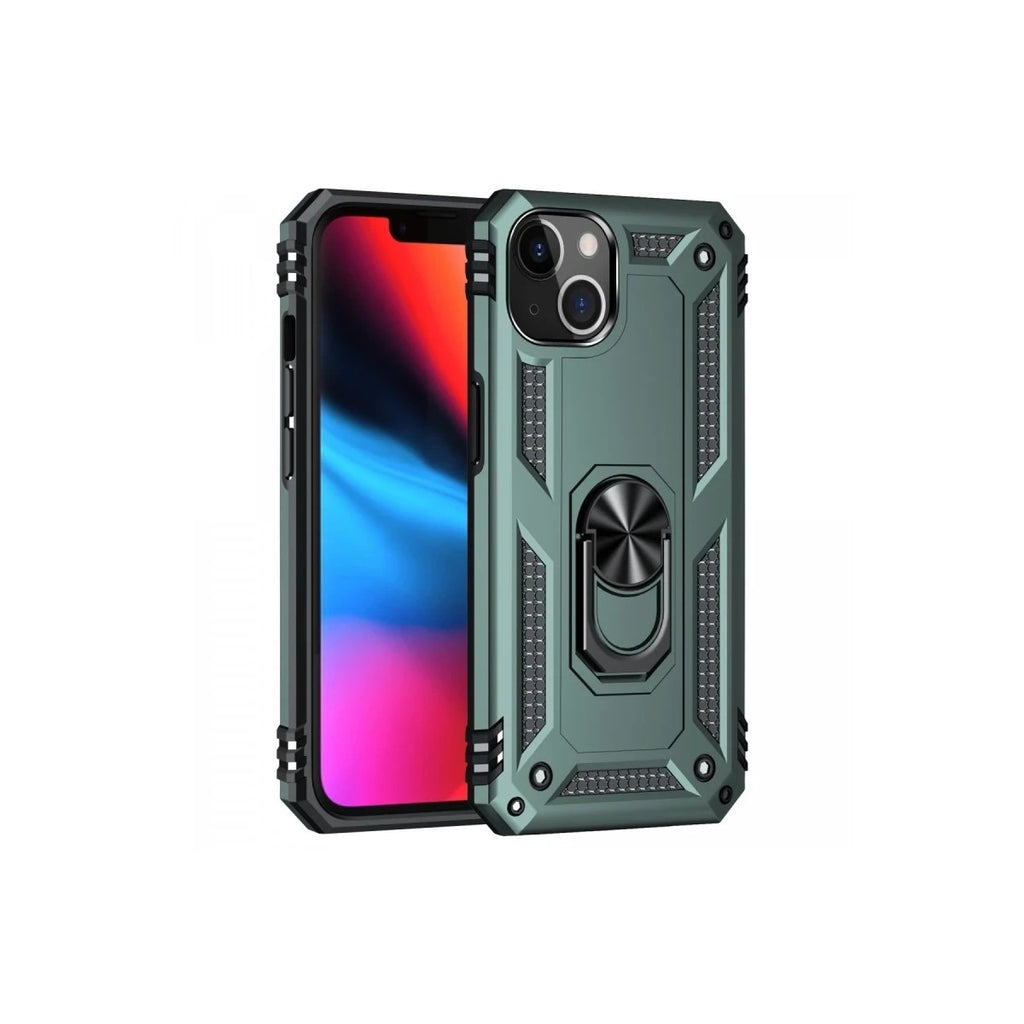Mey İthalat® iPhone 14 Plus Kılıf Sofya Yüzüklü Silikon Kapak - Yeşil