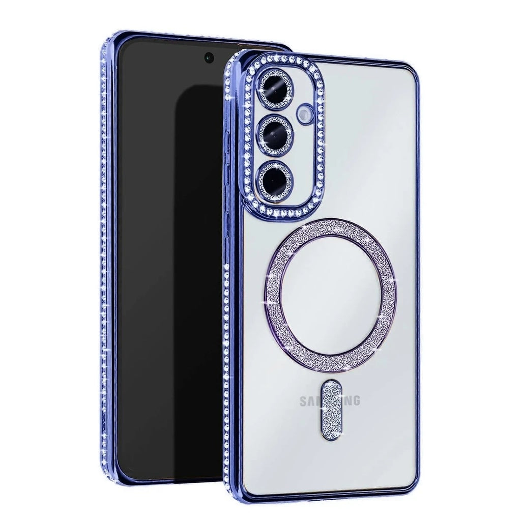Mey İthalat® Samsung Galaxy S25 Edge Joke Simli Magneticsafe Kılıf - Mavi
