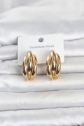 Mey İthalat® 316L Çelik Gold Renk Yarım Halka Model Kadın Küpe