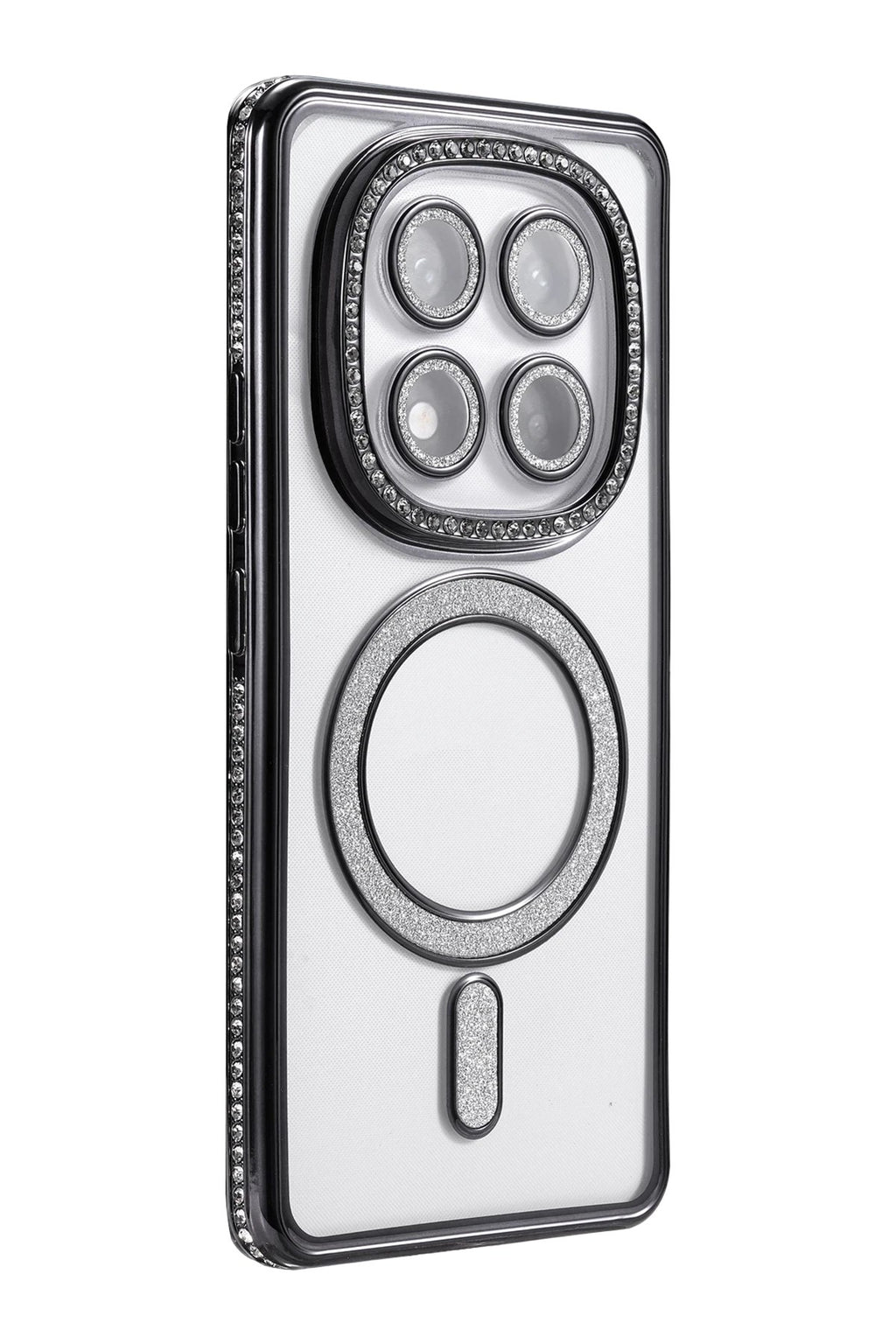 Mey İthalat® Redmi Note 14 Pro 4G Joke Simli Magneticsafe Kılıf - Siyah