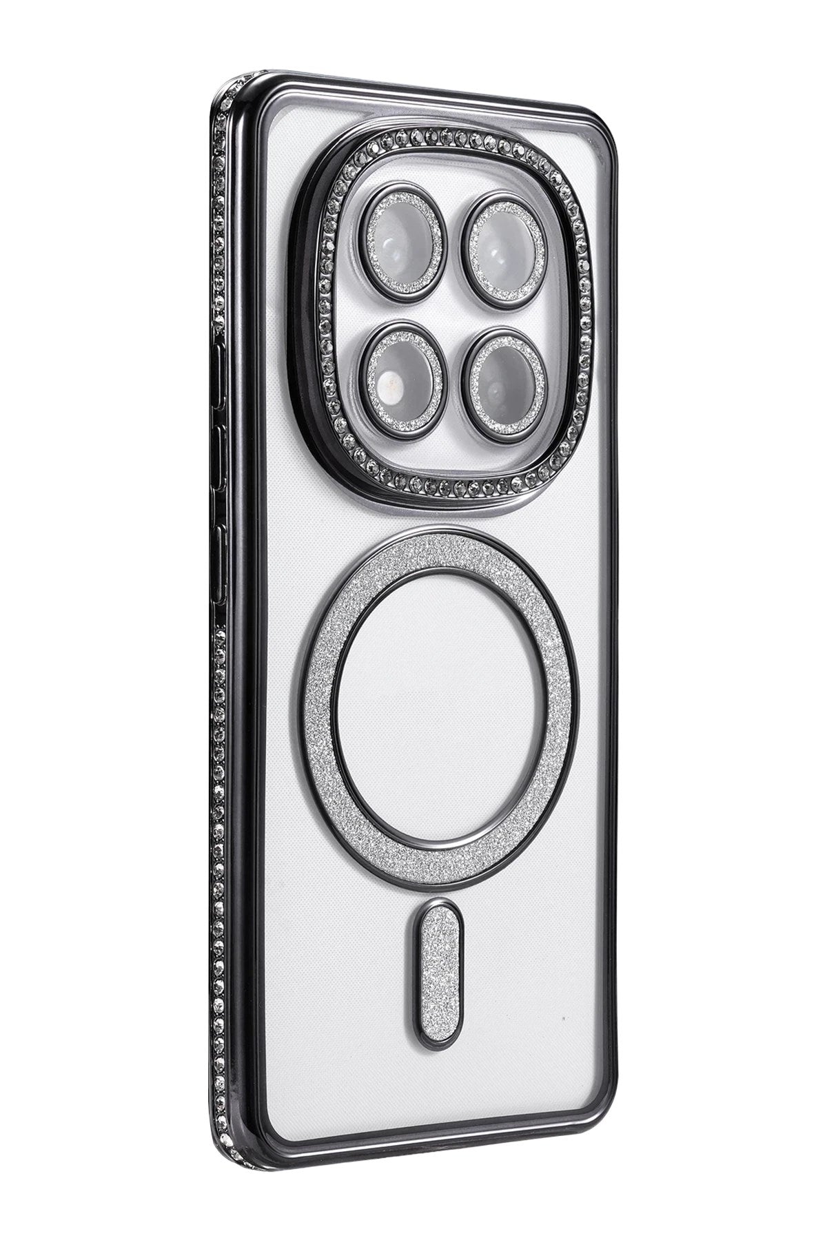Mey İthalat® Redmi Note 14 Pro 4G Joke Simli Magneticsafe Kılıf - Siyah
