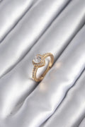 Mey İthalat® Pirinç Gold Renk Zirkon Taşlı Kalp Charm Model Kadın Yüzük