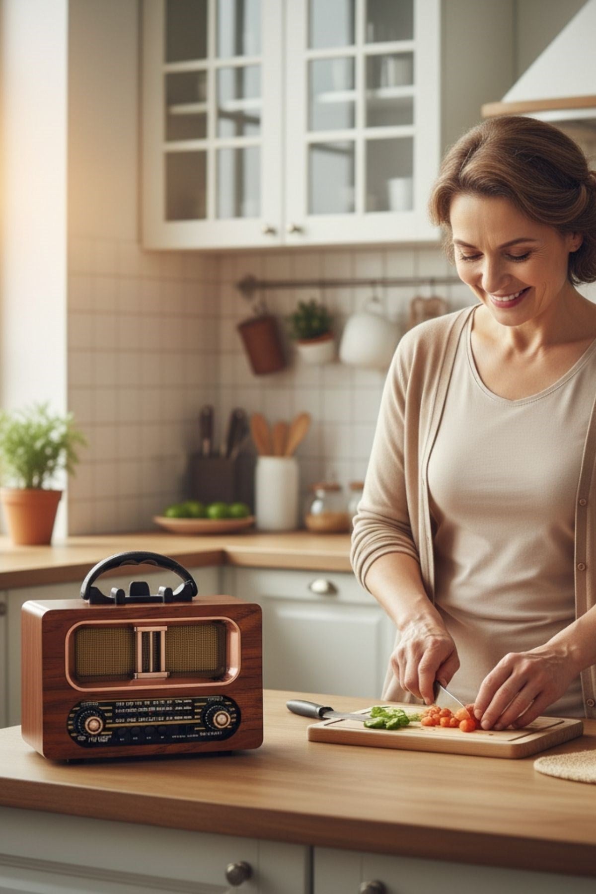 Büyük Boy Retro, Nostaljik, Ahşap Tasarım Bluetooth Hoparlörlü, Şarjlı, Taşınabilir FM/AM Destekli Radyo NS-6635