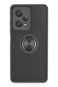 Mey İthalat® Redmi Note 12 5G Kılıf Montreal Yüzüklü Silikon Kapak - Siyah