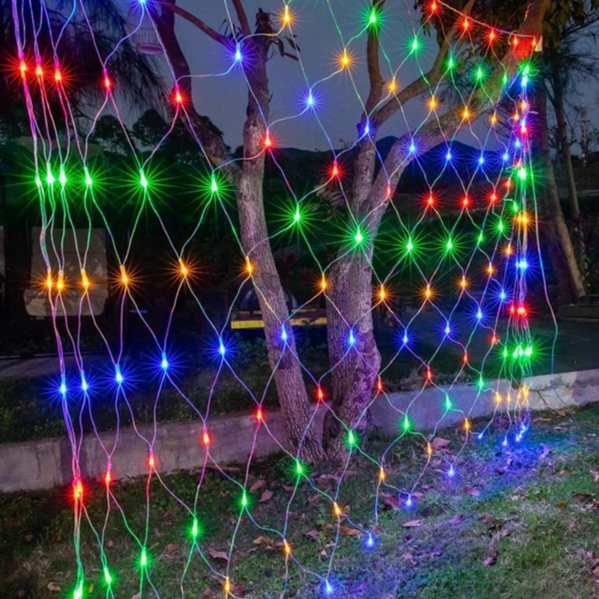 1x2 Metre Dekoratif File Ağ Perde 192 LED 8 Animasyonlu Farklı Işık Modu RGB Fişli
