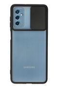 Mey İthalat® Samsung Galaxy M52 5G Kılıf Palm Buzlu Kamera Sürgülü Silikon - Siyah