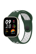 Mey İthalat® Redmi Watch 3 Spor Delikli Kordon - Haki Yeşil-Beyaz