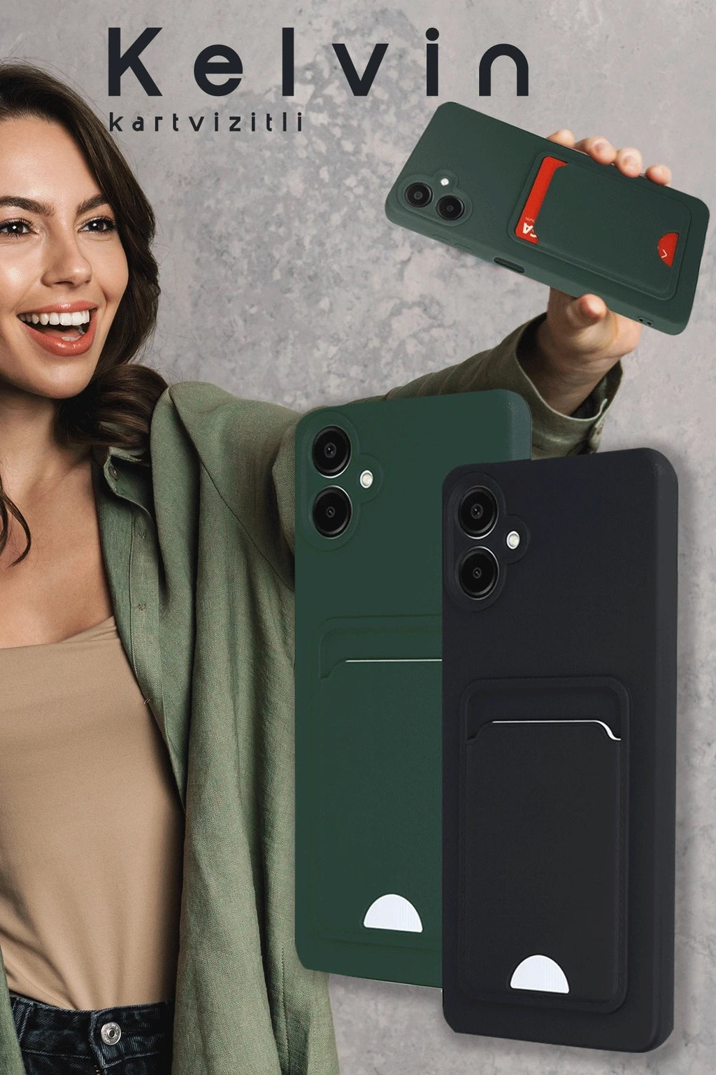 Mey İthalat® Samsung Galaxy A16 5G Kılıf Kelvin Kartvizitli Silikon - Kırmızı