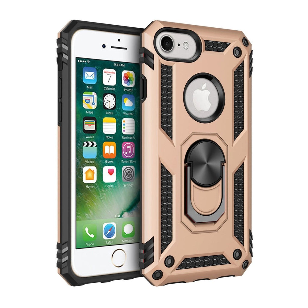 Mey İthalat® iPhone 7 Kılıf Sofya Yüzüklü Silikon Kapak - Gold