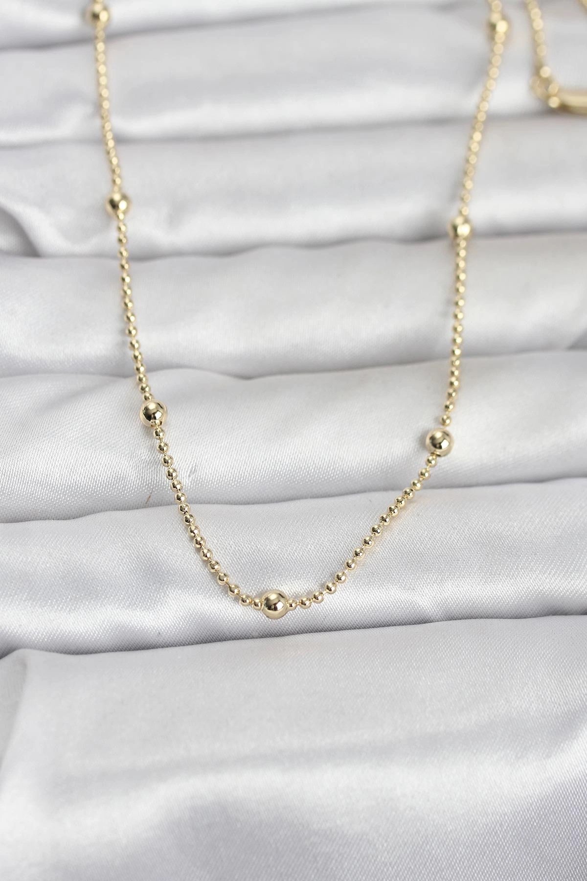 Mey İthalat® CM 14K Gold Renk Top Zincir 60 cm Kadın Kolye
