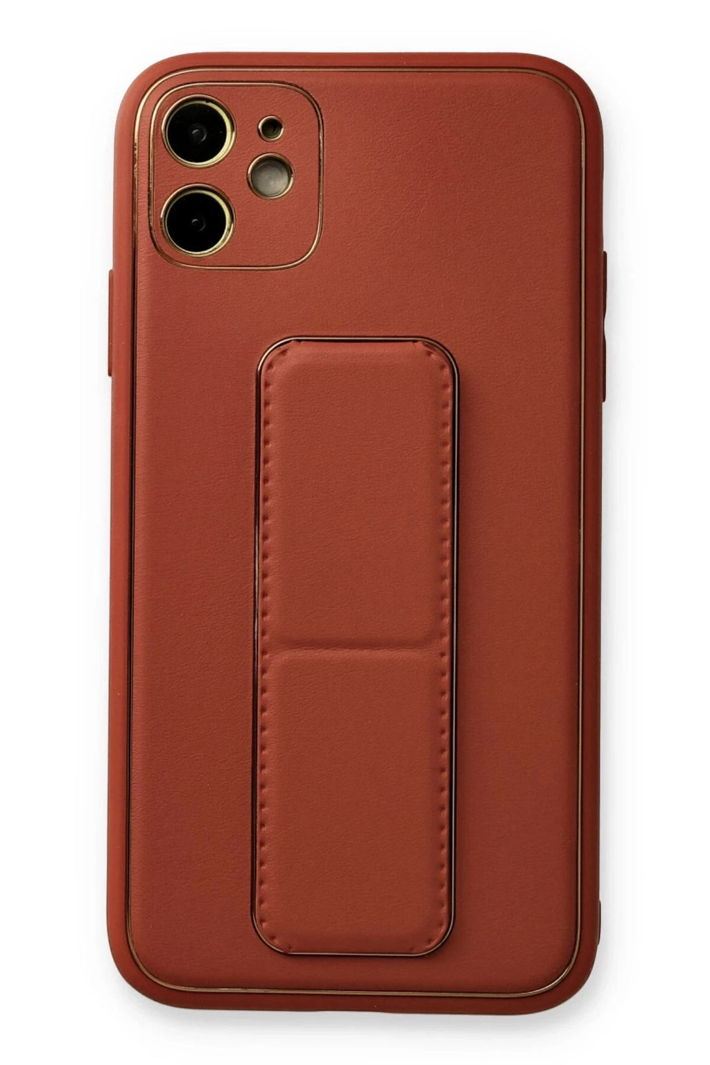 Mey İthalat® iPhone 12 Kılıf Coco Deri Standlı Kapak - Fuşya