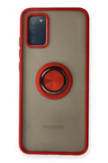 Mey İthalat® Samsung Galaxy A02S Kılıf Montreal Yüzüklü Silikon Kapak - Kırmızı