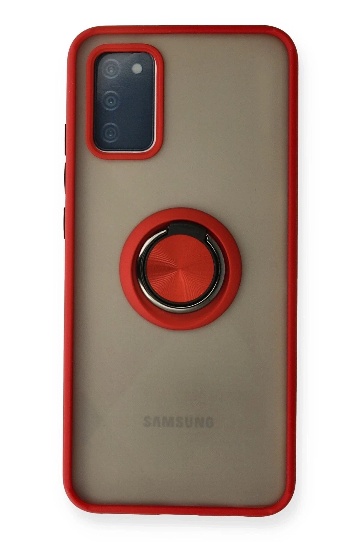 Mey İthalat® Samsung Galaxy A02S Kılıf Montreal Yüzüklü Silikon Kapak - Kırmızı