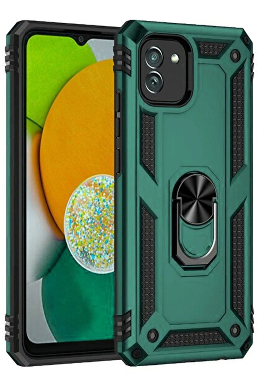 Mey İthalat® Samsung Galaxy A03 Kılıf Sofya Yüzüklü Silikon Kapak - Yeşil